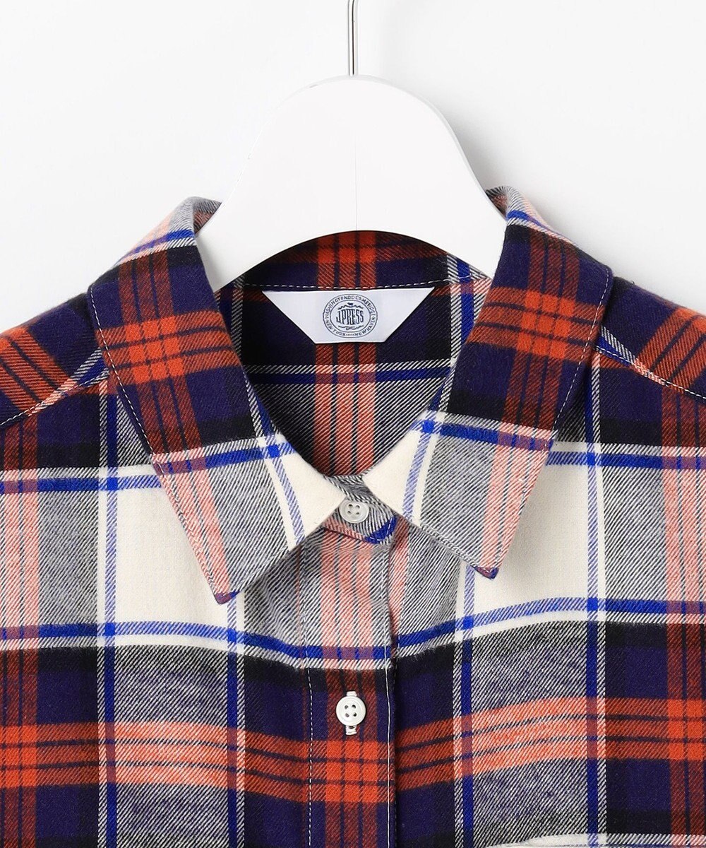 J.PRESS LADIES コットン起毛タータンチェック ショート丈 シャツ ブラウス 