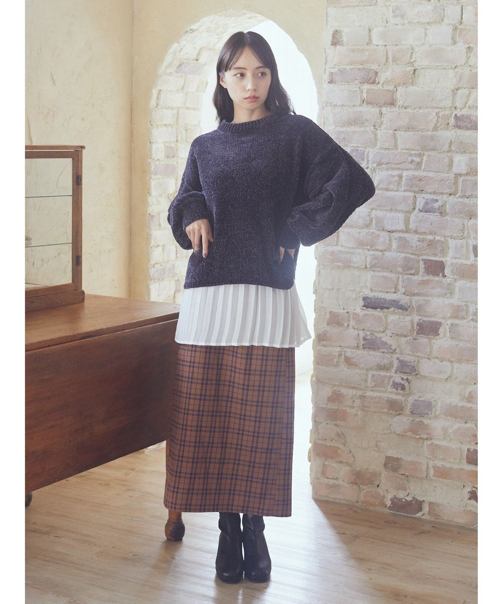 earth music&ecology シャイニーベロアモールプルオーバー 