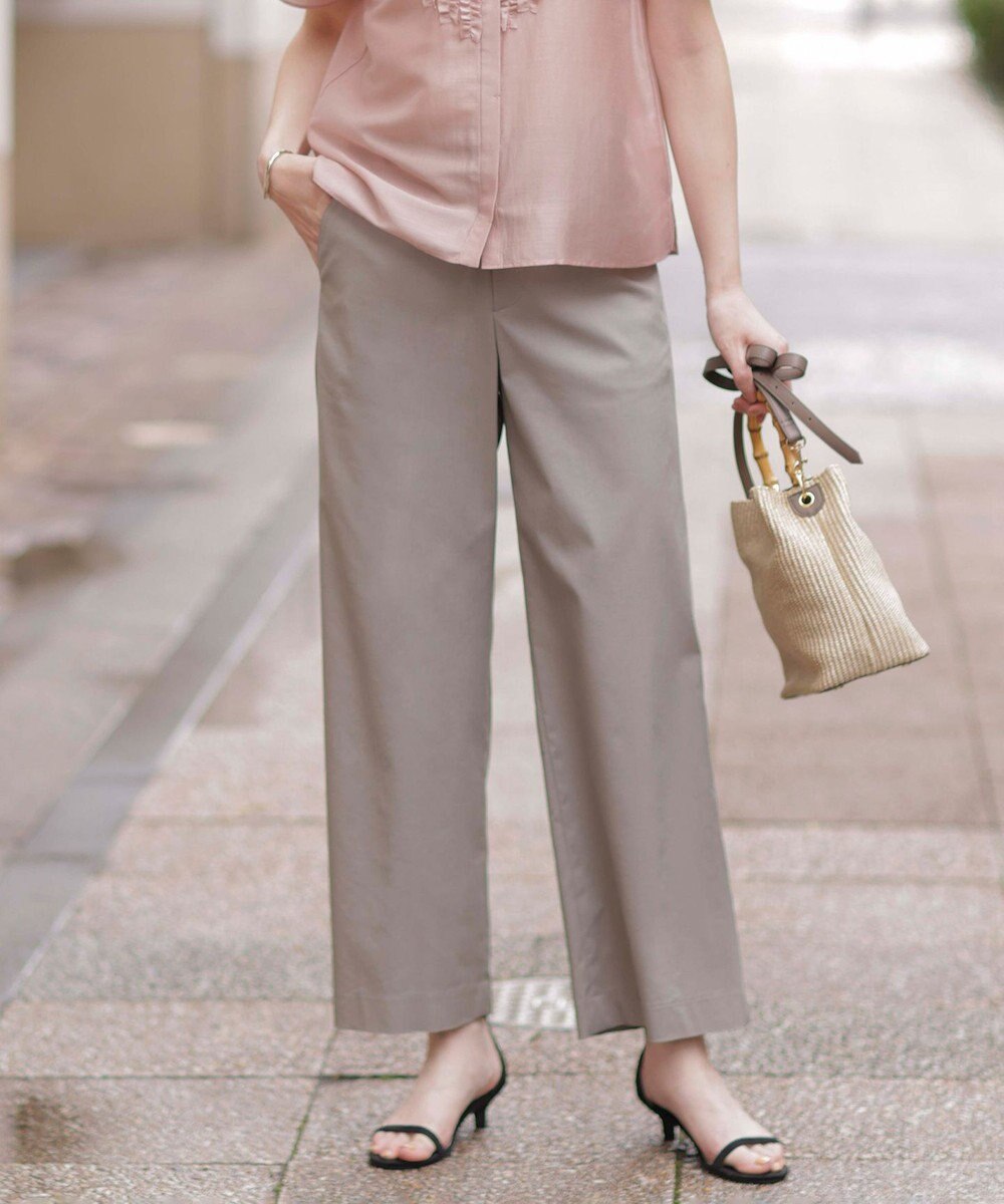 J.PRESS LADIES 【洗える・接触冷感・吸水速乾】ドライリネンストレッチ ワイド パンツ 