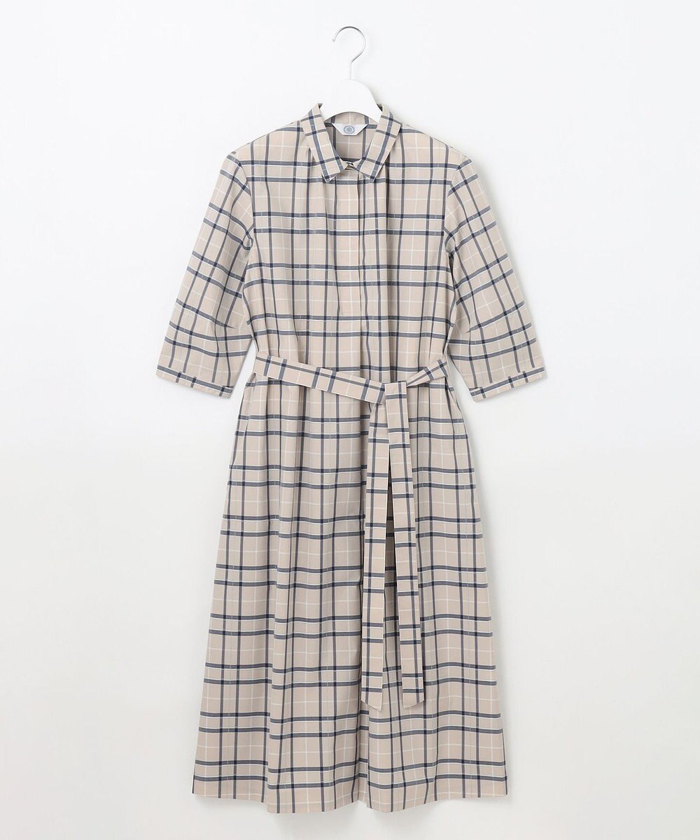 J.PRESS LADIES 【洗える】コンパクトチェック シャツカラー ワンピース 