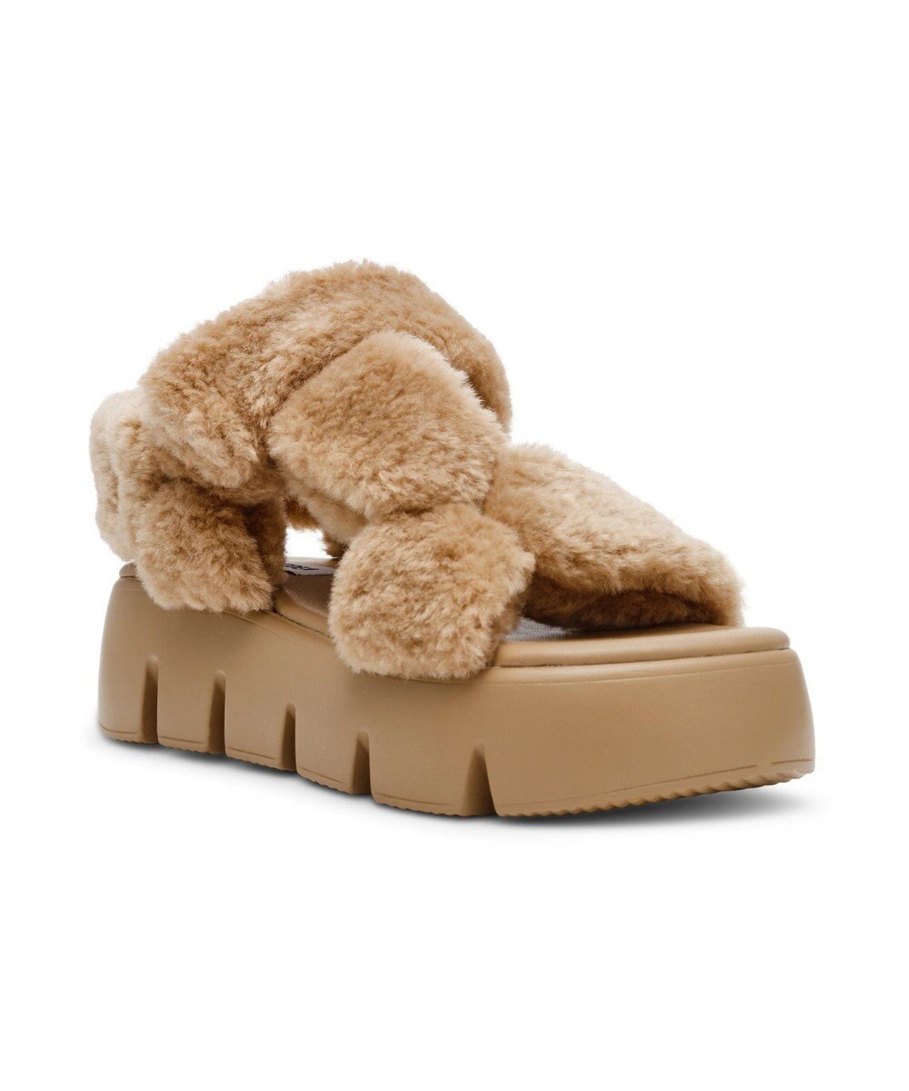 STEVE MADDEN BONKERS-F ファー厚底サンダル 