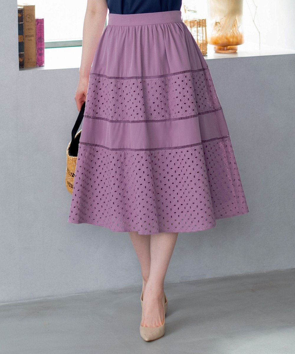 Tiaclasse L 【新色追加・洗える】幅広く活躍が期待できるレース切替スカート 