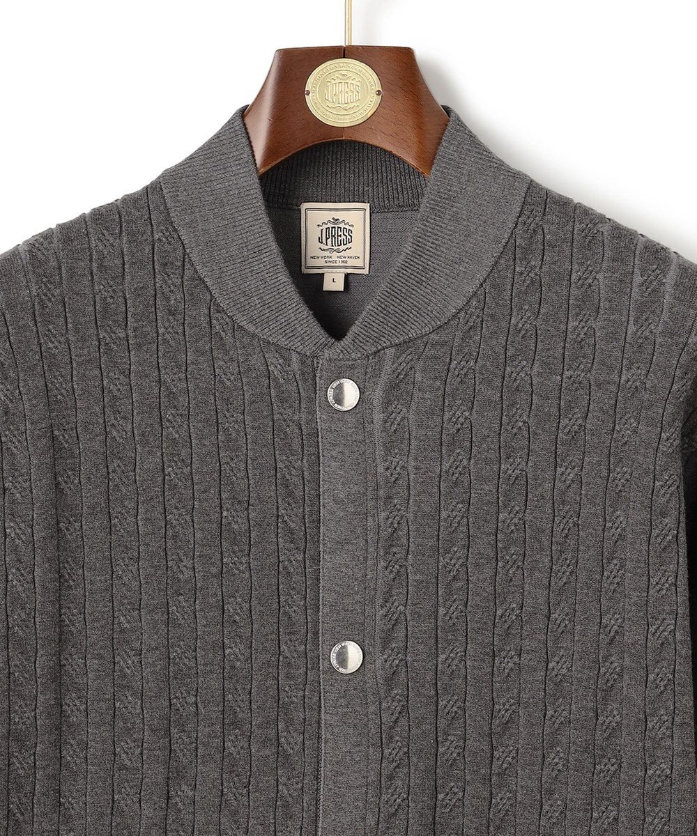 J.PRESS MEN 羽織るだけで整う大人の品格【ストレッチ / イージーケア】【FLEX YARN】ケーブルニット ブルゾンライク カーディガン 