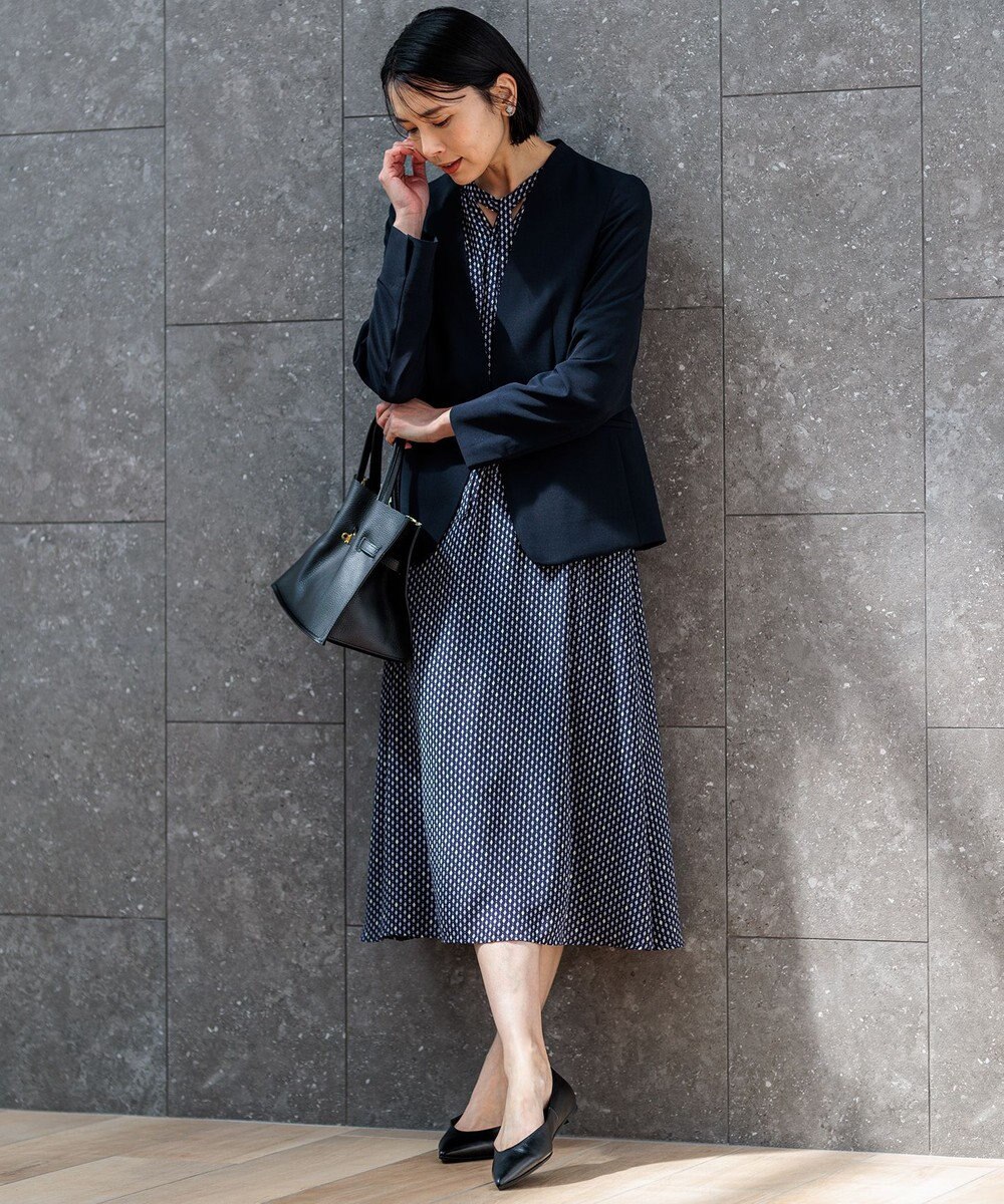 23区 S 【セットアップ対応/洗える】ドライツイル ノーカラー ジャケット 