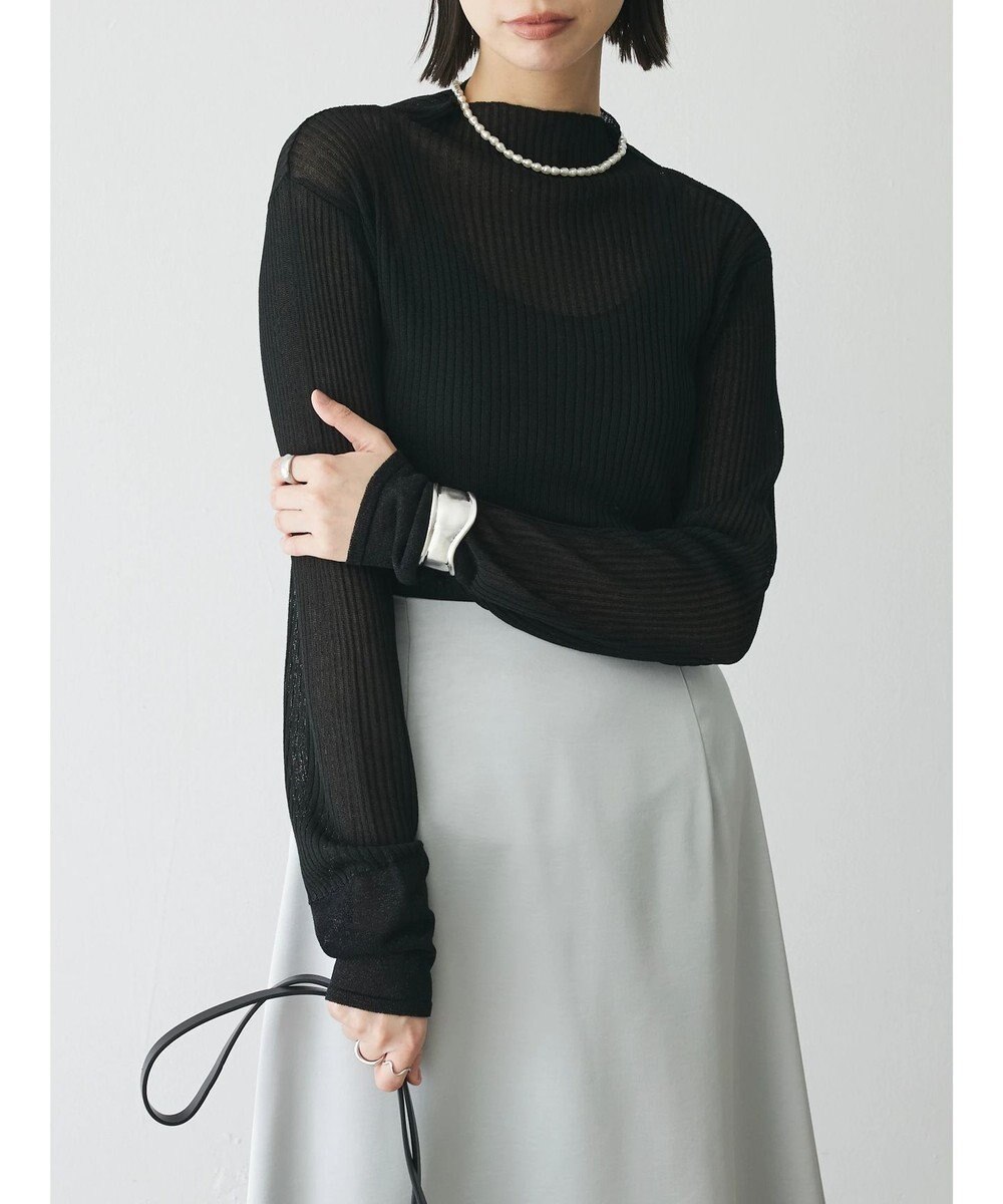 Green Parks AnriettMusee ラメ切替スリーブリブシアーニット 