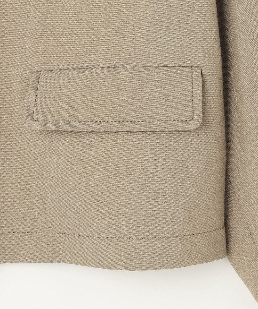 自由区 【セットアップ対応】リネンストレッチノーカラー ジャケット 