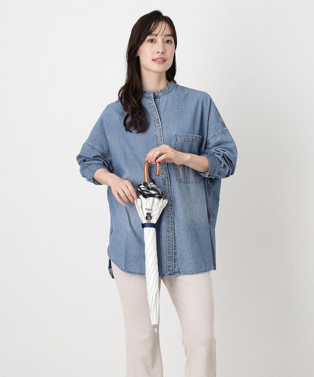 MOONBAT 【WEB限定/遮光率100%/遮熱/UV】POLO RALPH LAUREN（ポロ ラルフローレン）晴雨兼用日傘 ワンポイント ポロベア刺繍 フリル 長傘 