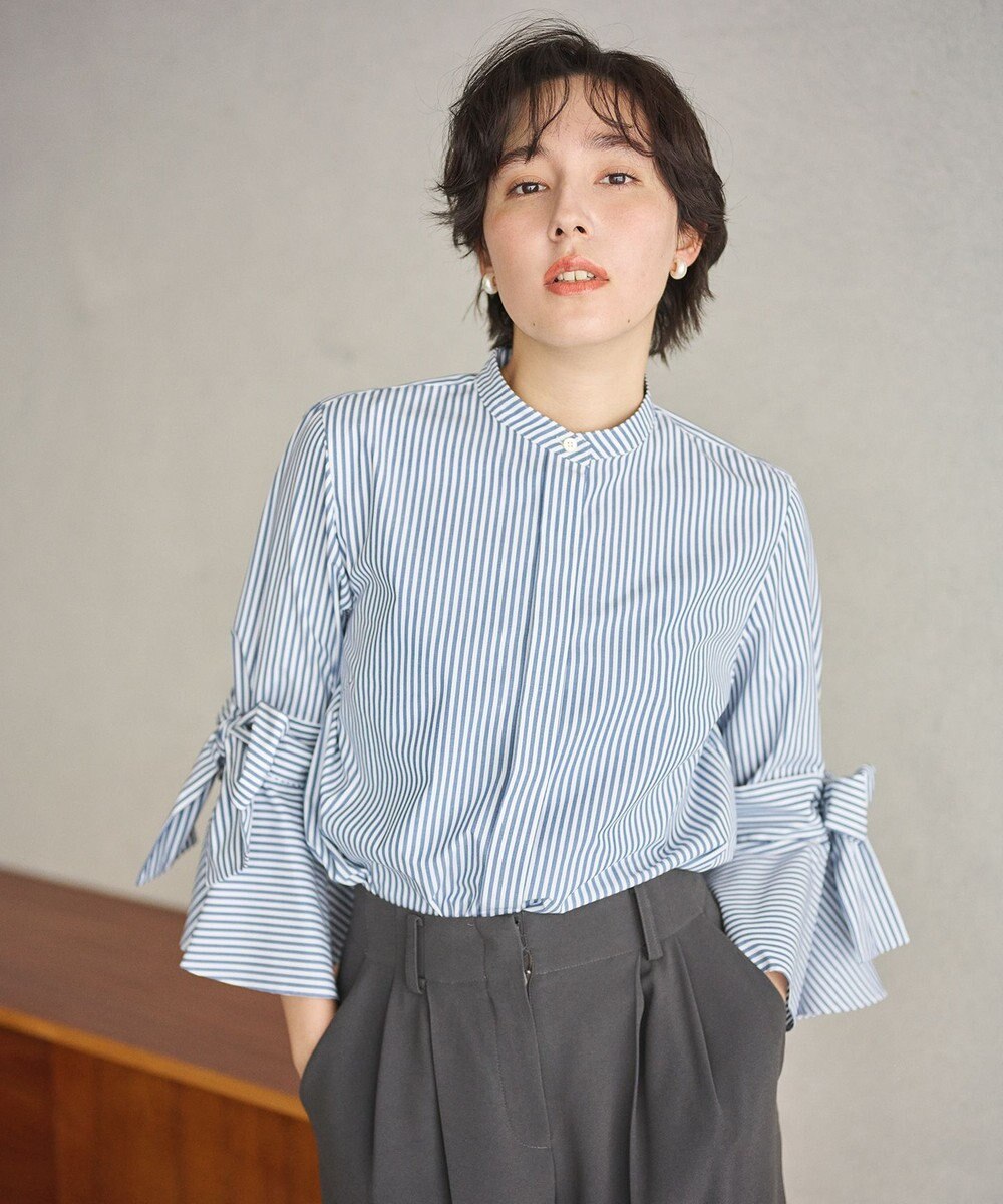 #Newans 【洗濯機可能/シワになりにくい】リボンカフスブラウス 