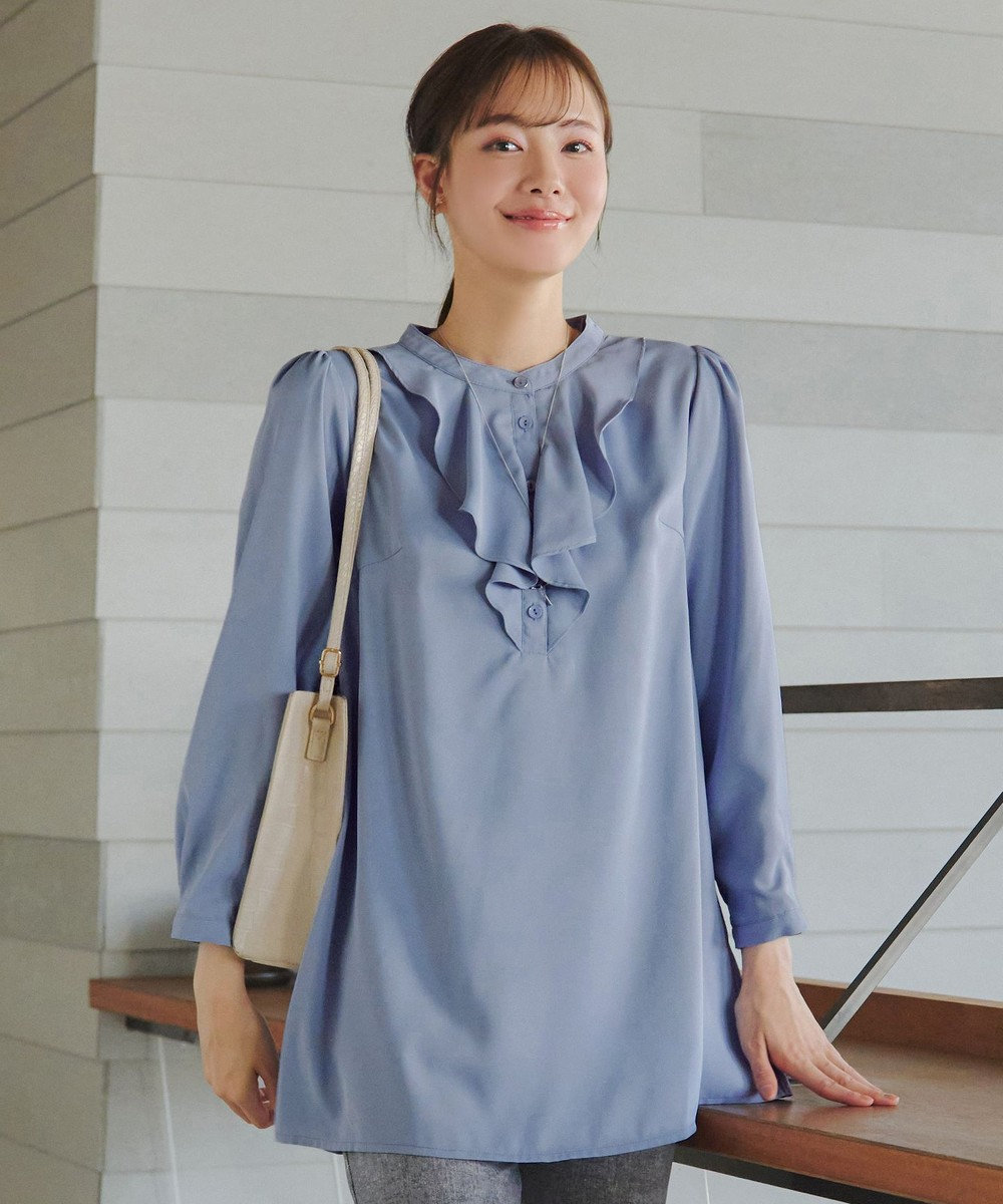 Tiaclasse L 【スマート裏起毛・洗える】フリルチュニック 