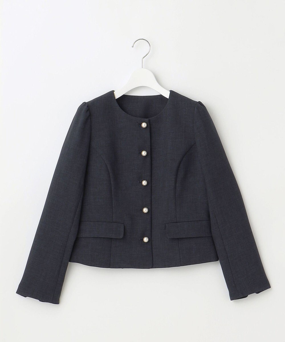 Feroux 【洗える】パールボタンジャケット×スカート セットアップ 