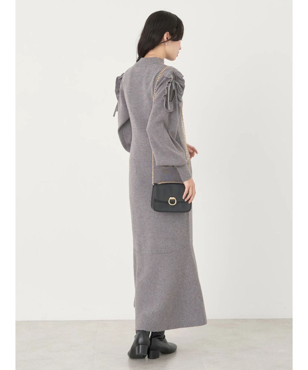 earth music&ecology 袖シアーフリルニットワンピース 