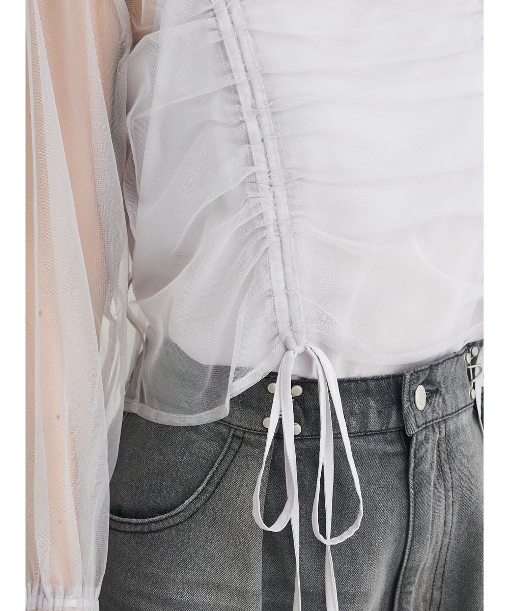 Green Parks ・ＥＬＥＮＣＡＲＥ　ＤＵＥ　チュールギャザーブラウス 