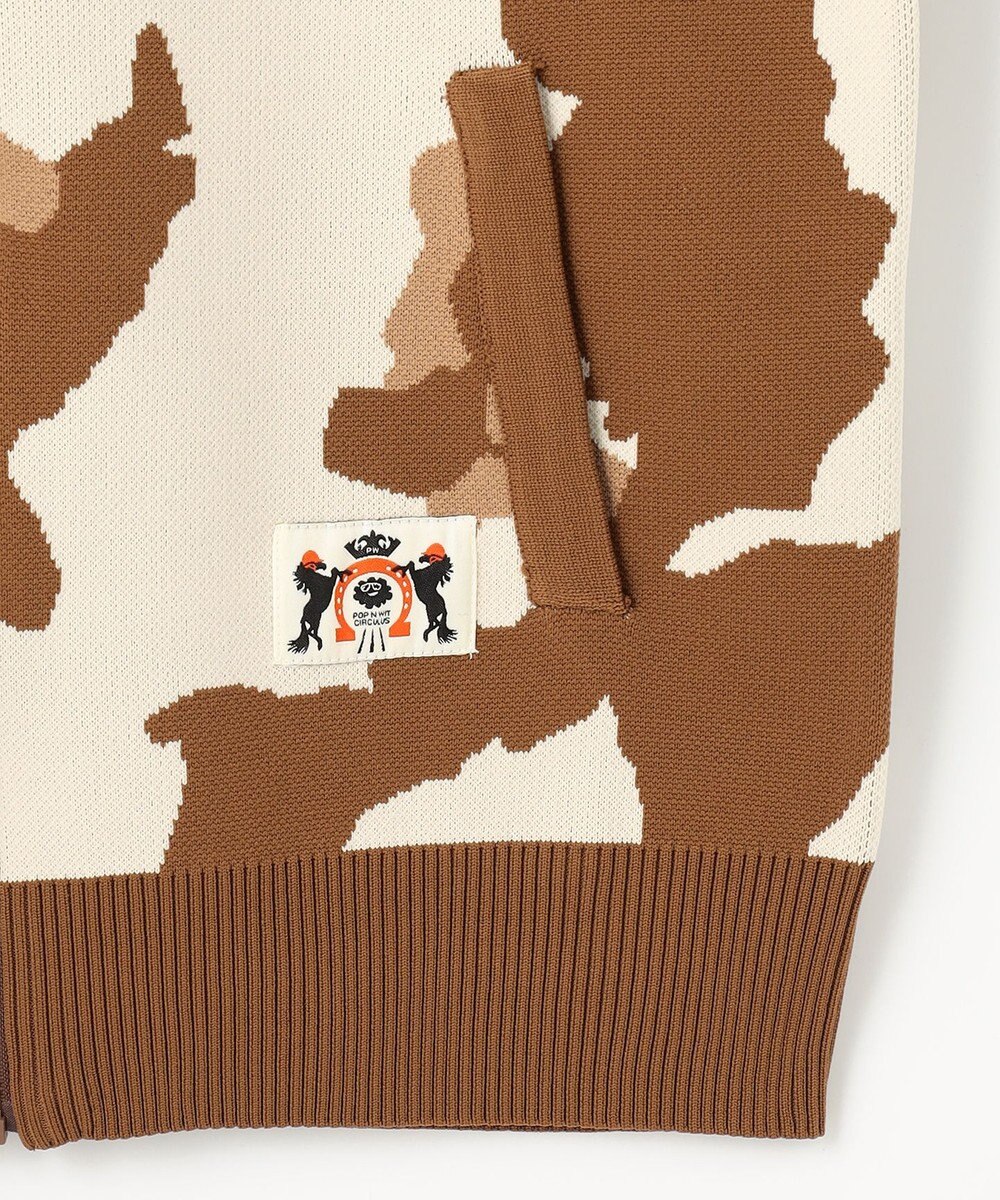 PW CIRCULUS 【WOMEN】ピント柄 ジップアップニットフーディ 