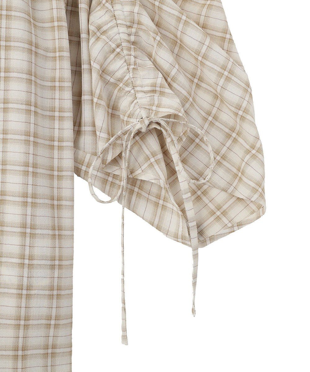 earth music&ecology シャーリングスリーブチェックシャツ 