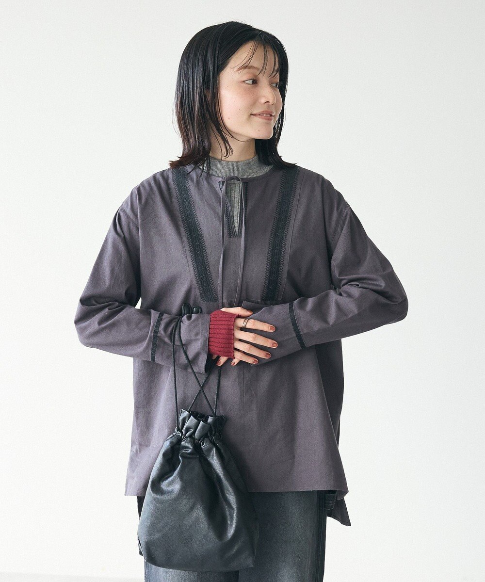 CRAFT STANDARD BOUTIQUE 刺繍入りツイルＶネックチュニック 