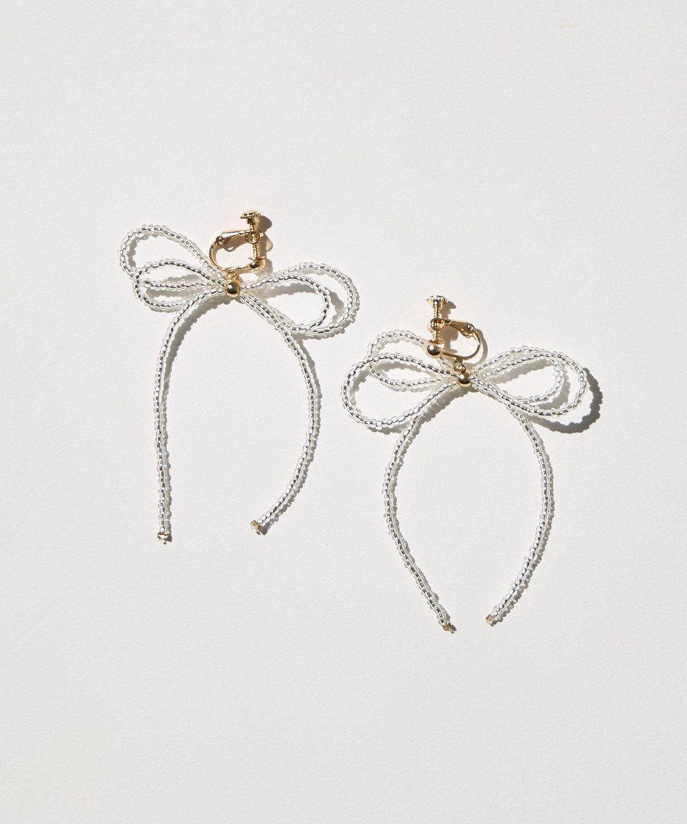 AMERICAN HOLIC ビーズレイーヤードリボンイヤリング 