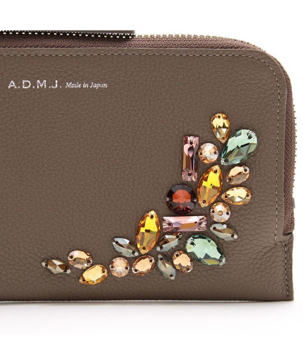 A.D.M.J. 【牛革】モーツァルト/スワロフスキー・クリスタル付オーガナイザーパース(背胴ファスナーポケット） 