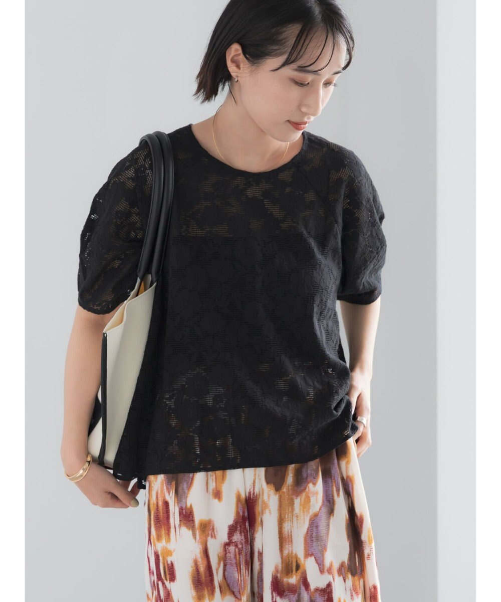 Te chichi メッシュレースボリュームスリーブブラウス 