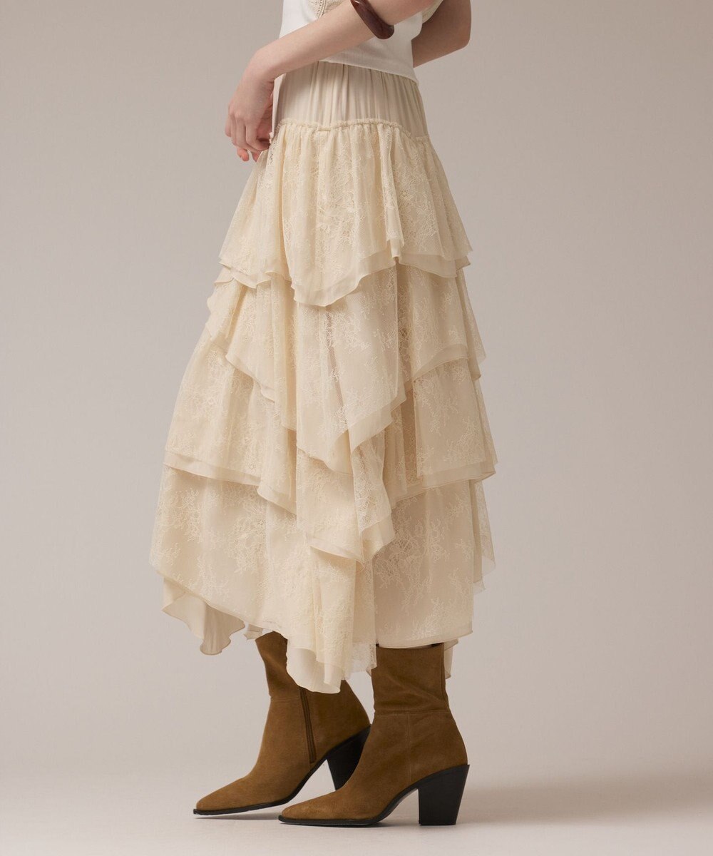 GRACE CONTINENTAL レースコンビティアードスカート 