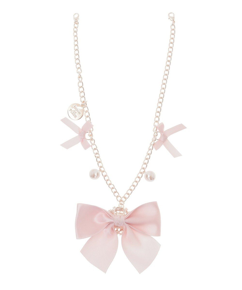 Maison de FLEUR ピンクマニアビジューリボンパールバッグチャーム 
