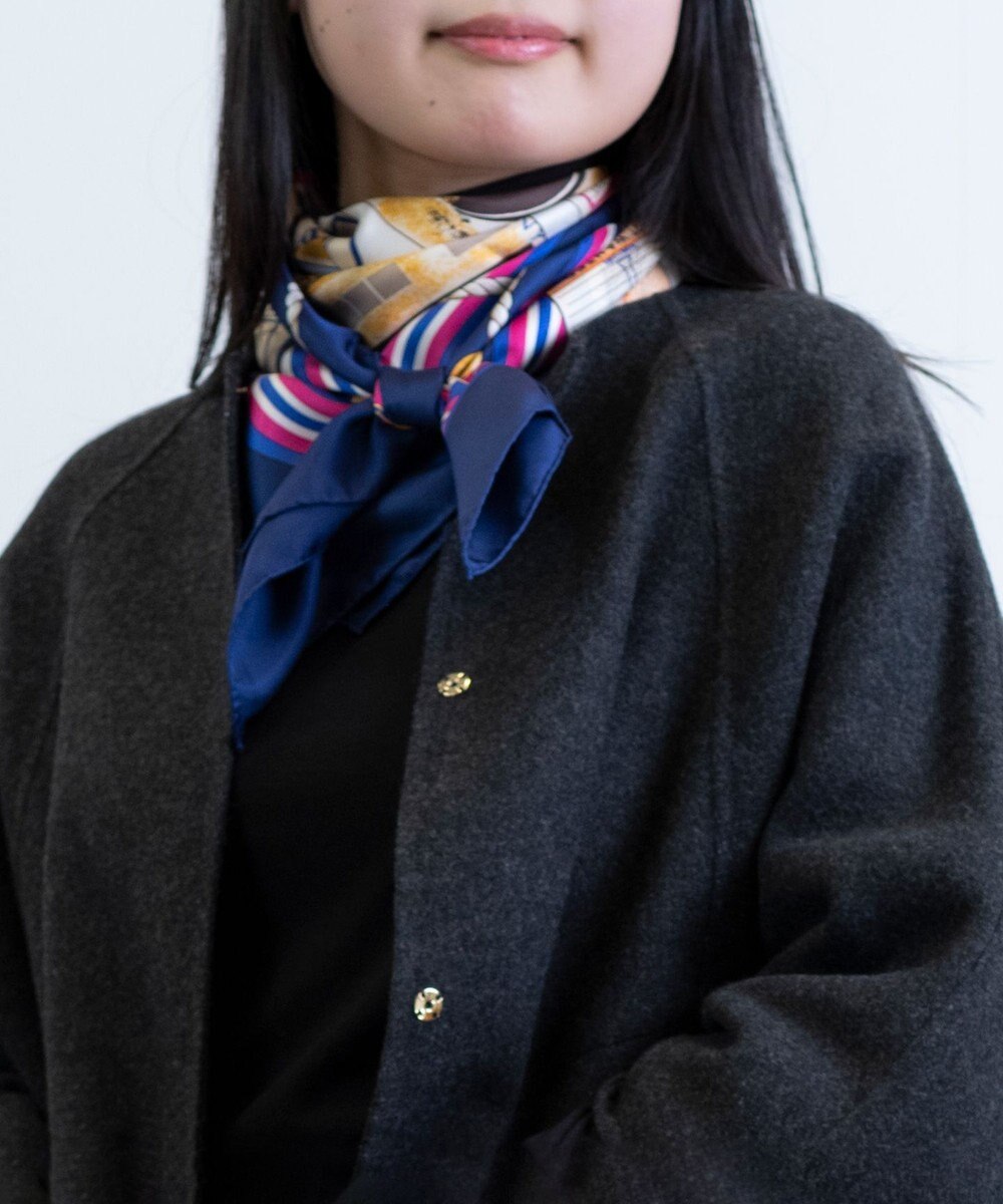 Marca ＜秋の新作！＞【 Marcaオリジナル】ボヤージュ 大判 シルクツイル スカーフ 