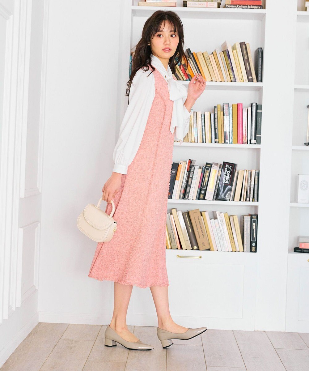 Feroux 【洗える】春ツイード ジャンパースカート 