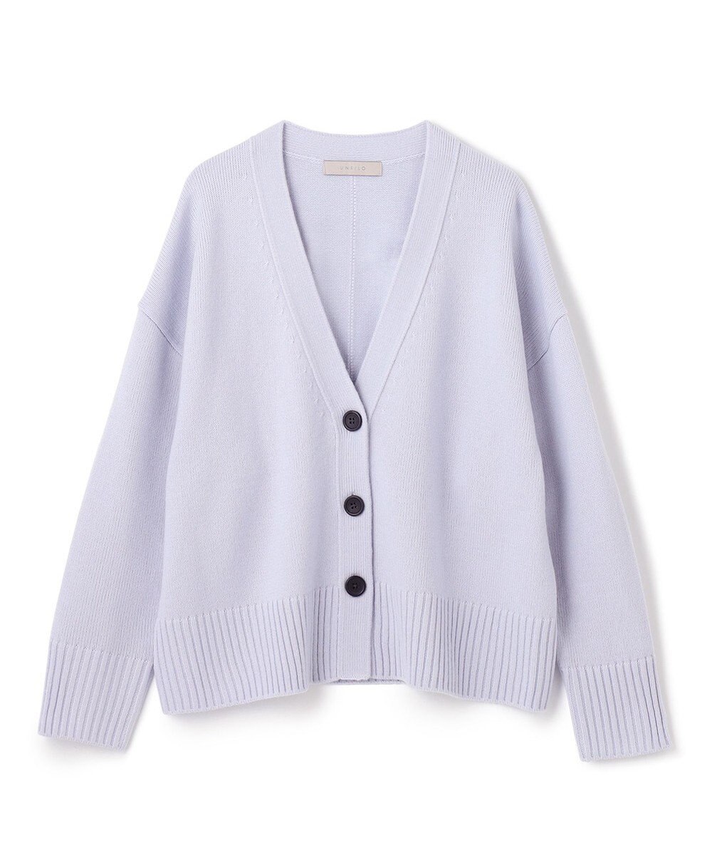 UNFILO 【洗える】クロップド Vネック カーディガン 