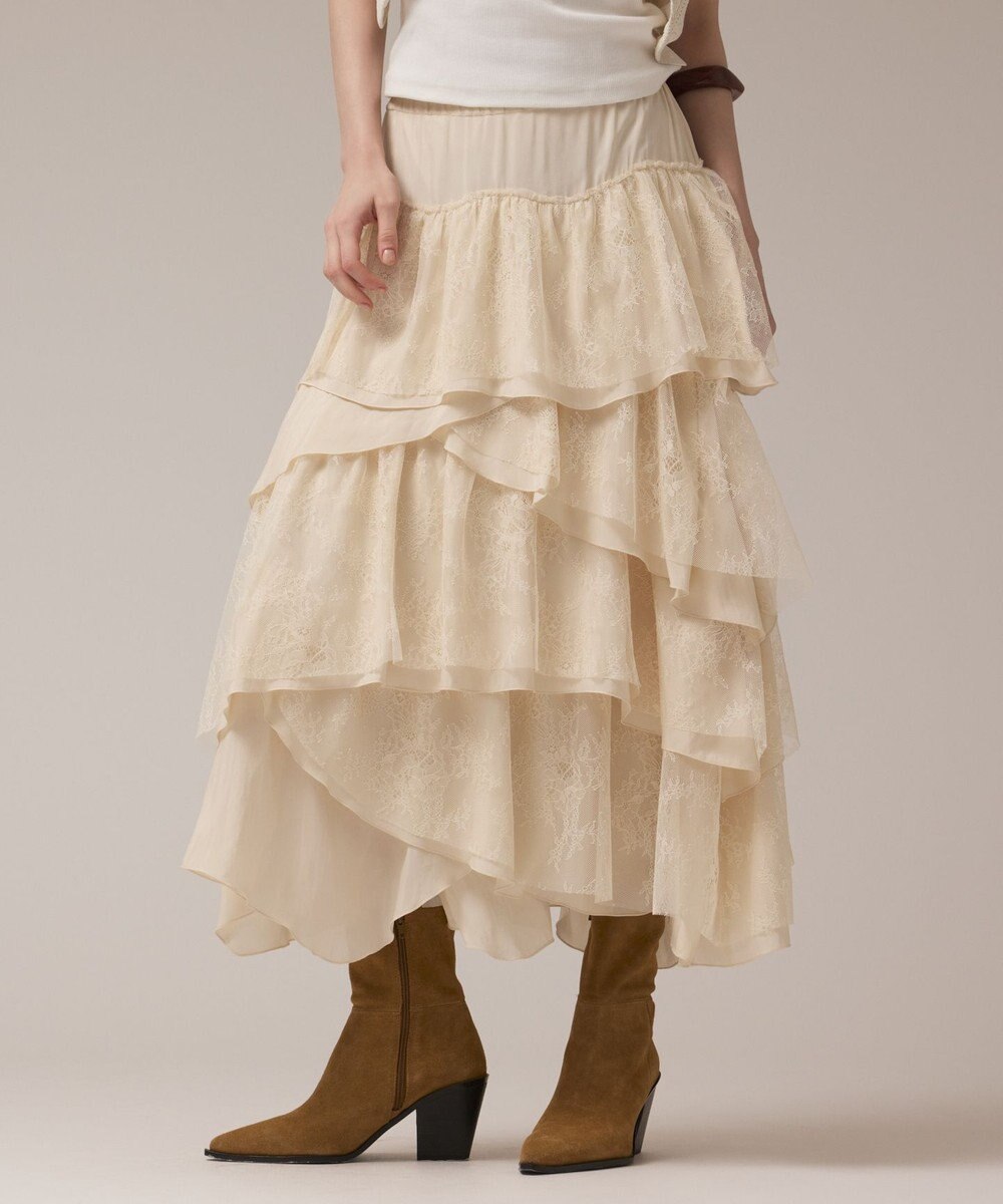 GRACE CONTINENTAL レースコンビティアードスカート 