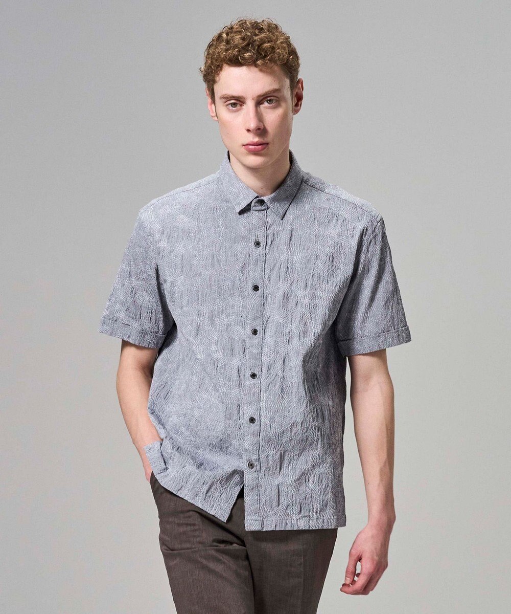 JOSEPH HOMME 【新型】アブストラクトジャガードストレッチ 　レギュラーカラー半袖シャツ 
