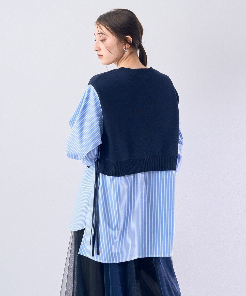 YECCA VECCA ニットレイヤードリボンシャツ 