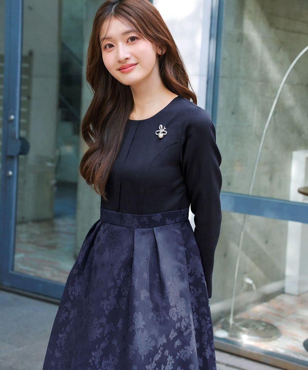 Tiaclasse フラワージャガードドッキングワンピース 