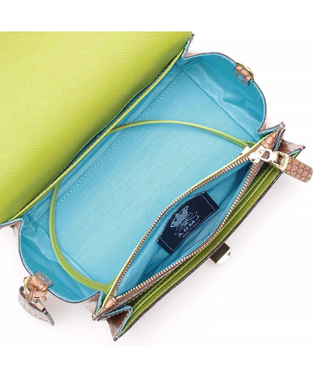 A.D.M.J. 【牛革】クロコ型押しラウンドクラッチショルダー 