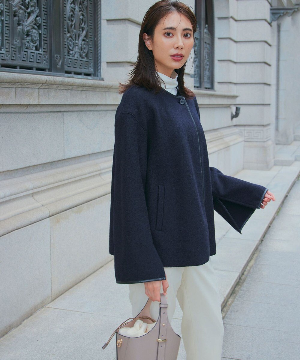 23区 コンプレストパイル ノーカラー アウター 