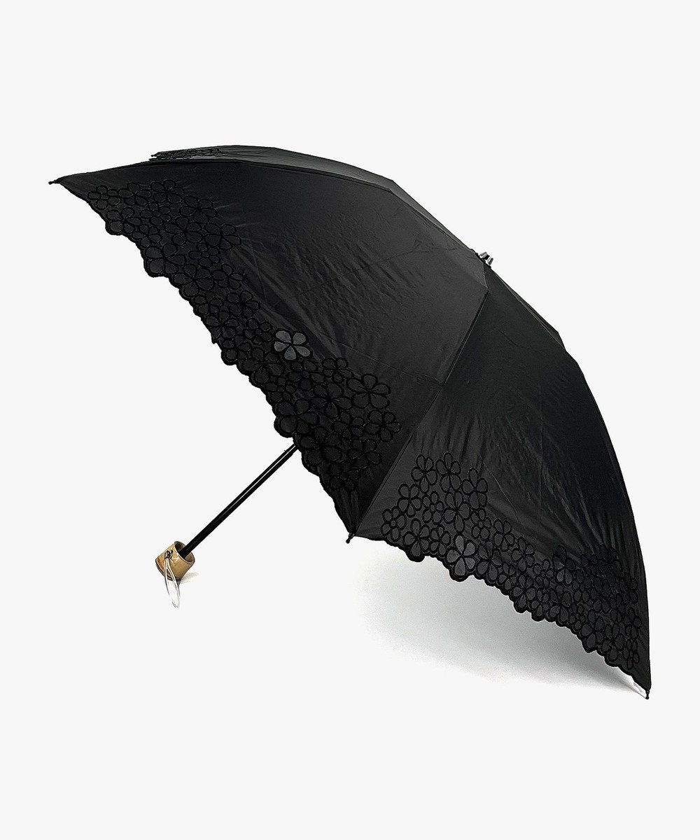 general design store 【UV/遮光率99％以上/晴雨兼用】バンブーハンドルマーガレット柄ミニ傘 BLACK