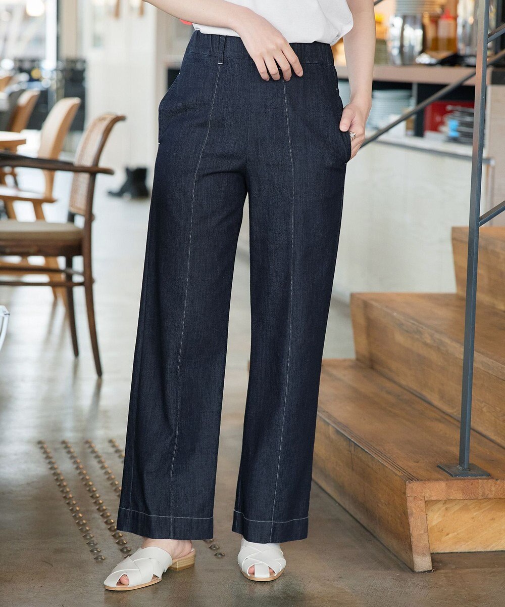 Tiaclasse 【おのののかさん着用】TCデニム切替ワイドストレートパンツ 