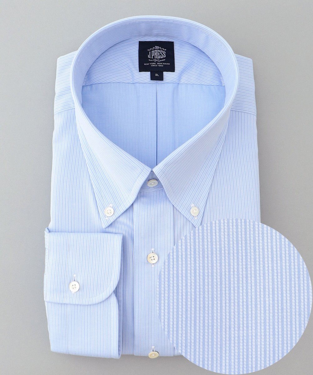 J.PRESS MEN 【KING SIZE】【PREMIUM PLEATS / 形態安定】スーピマコットンマイクロストライプ シャツ/B.D. 