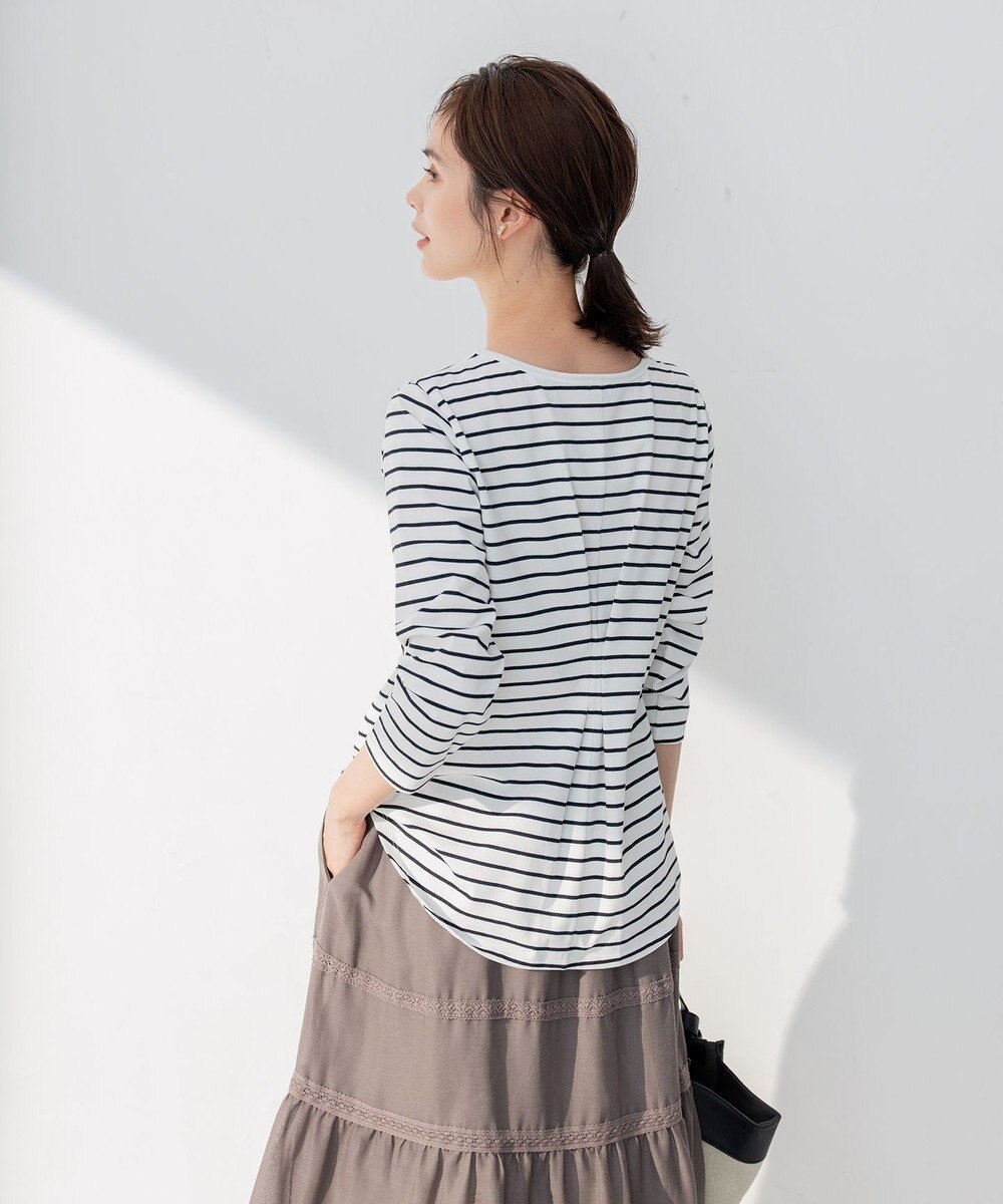 組曲 L プレーティング天竺バックタックボーダー カットソー 