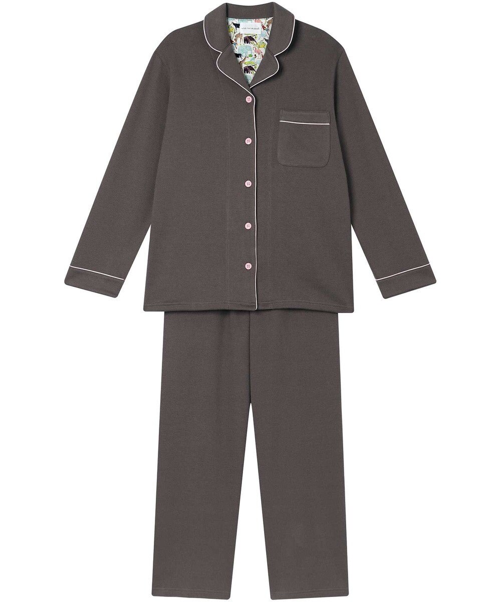 une nana cool 【綿混】ソフトコットンリブ 長袖開襟パジャマ MADE WITH LIBERTY FABRIC 