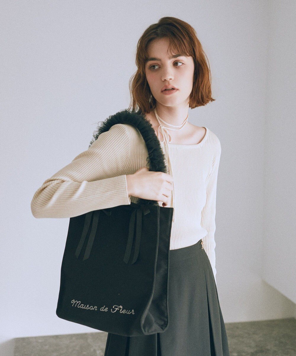Maison de FLEUR チュールハンドルスクエアトートバッグ 
