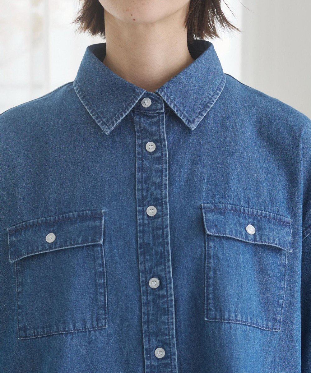 WEGO 【ANGIE VINTAGE】オーバーサイズデニム半袖シャツ 