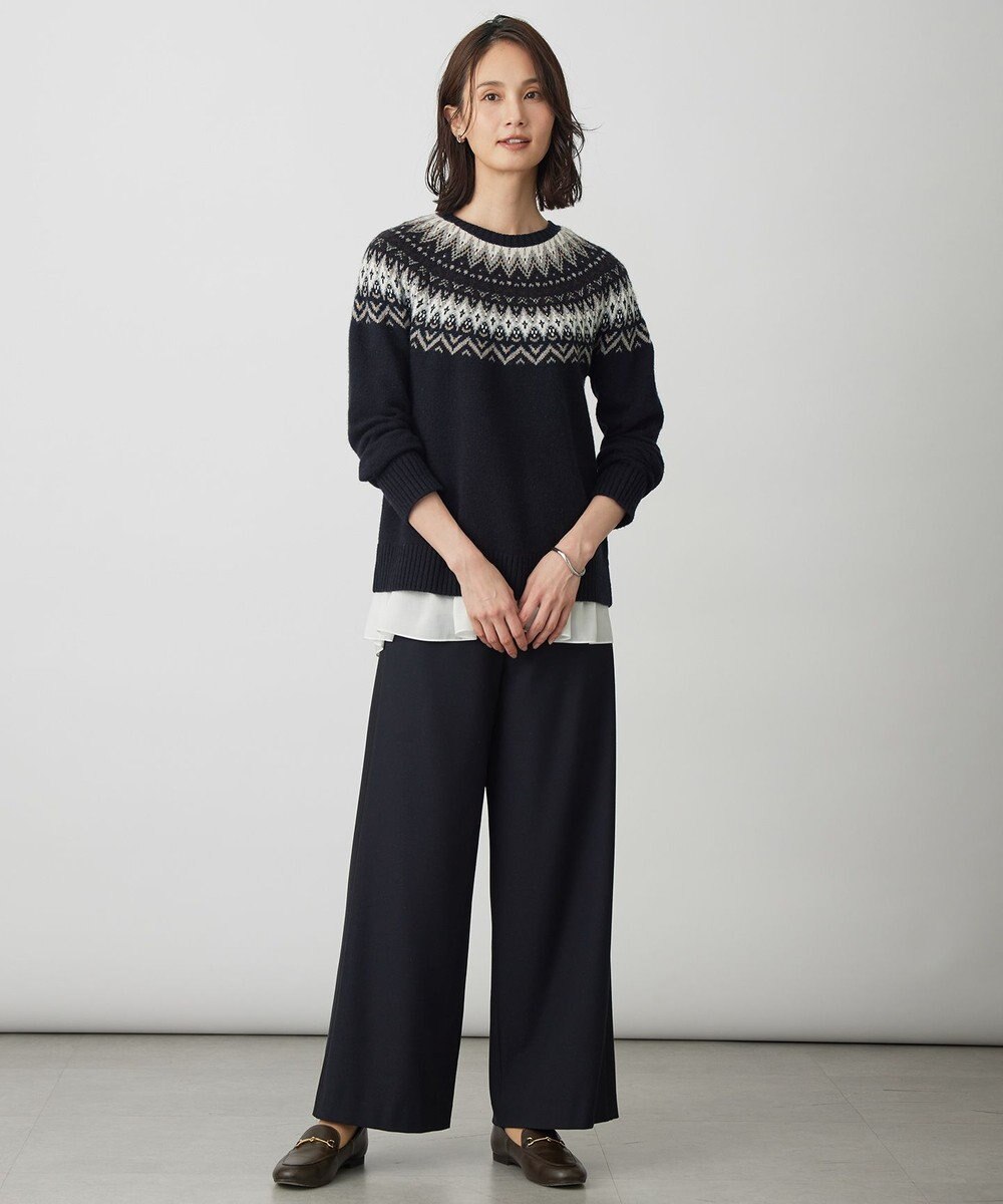 J.PRESS LADIES ジョーゼット裏起毛 ワイド パンツ 