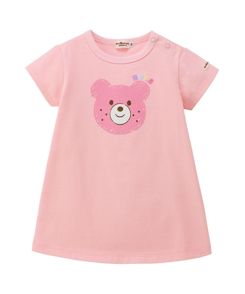 MIKI HOUSE HOT BISCUITS 【80-120cm】カラフルビーンズ フェイスプリント 半袖ワンピース 