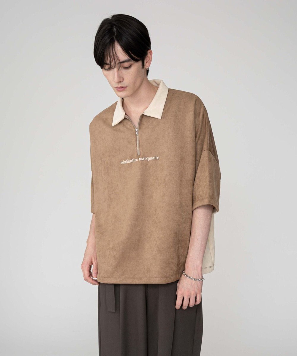 WEGO 【ユニセックス着用ITEM/MLサイズ展開】フェイクスウェードドルマンハーフZIPT（SS） 