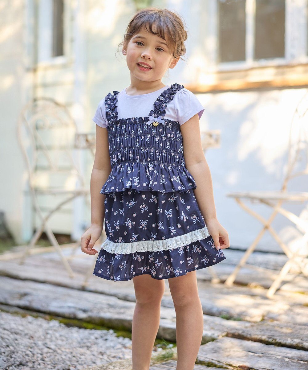 ANY KIDS フラワー×リボン ビスチェ付きTシャツ 