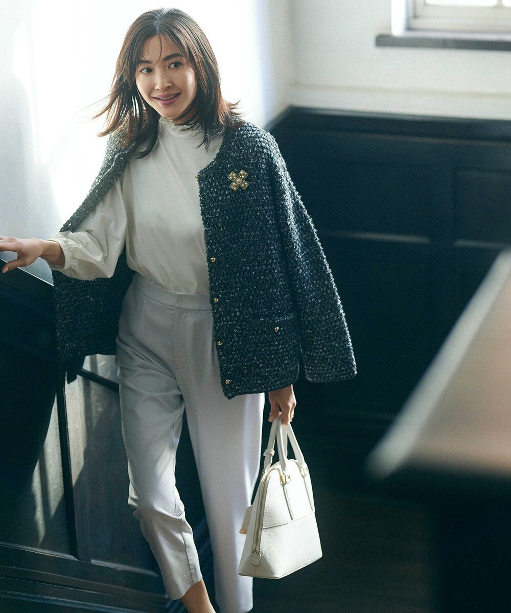 組曲 L 【KUMIKYOKU NAVY】スタンドフリルシャーティング ブラウス 