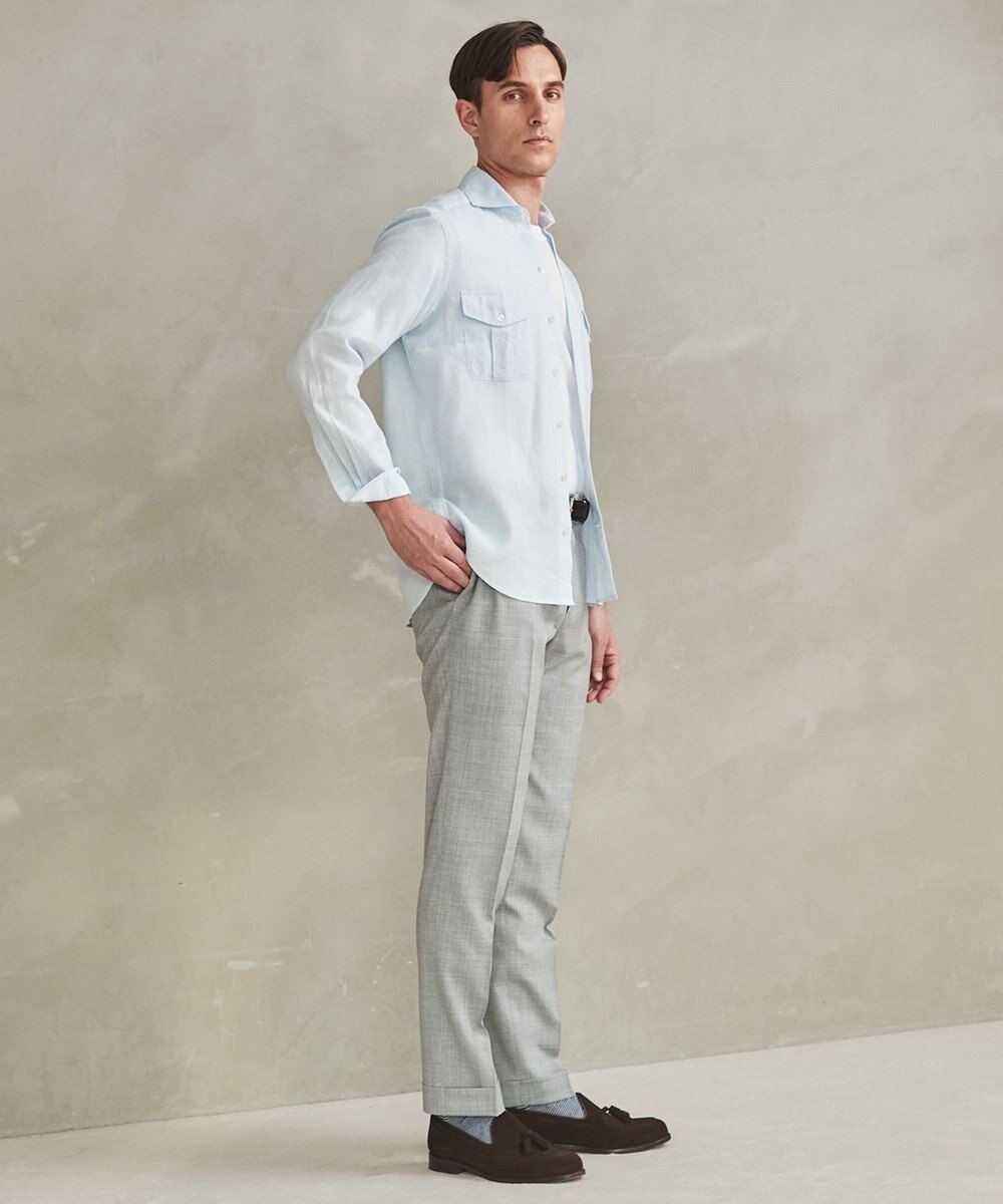 GOTAIRIKU ノルマンディリネン使用【洗える】カッタウェイカラー ソフトリネンシャツ 