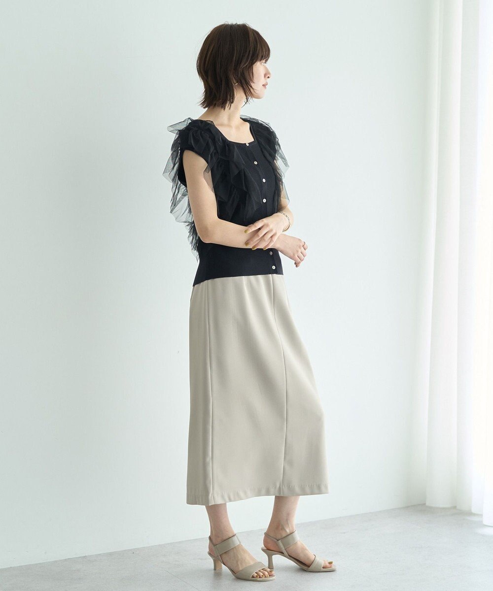 YECCA VECCA チュールラッフルノースリーブカーディガン 