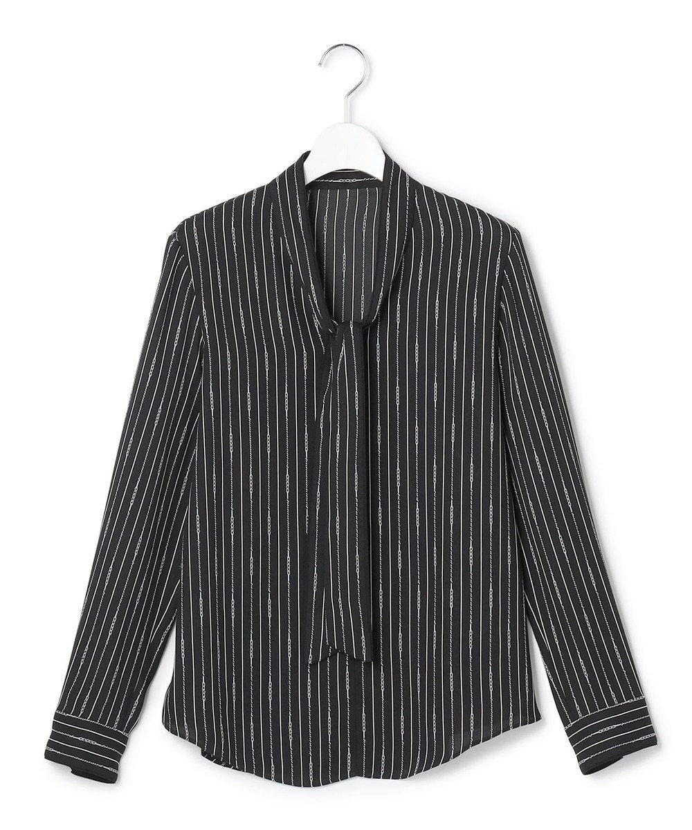 ICB L 【新色追加】BackSatinAmunzen 配色ボウタイブラウス 