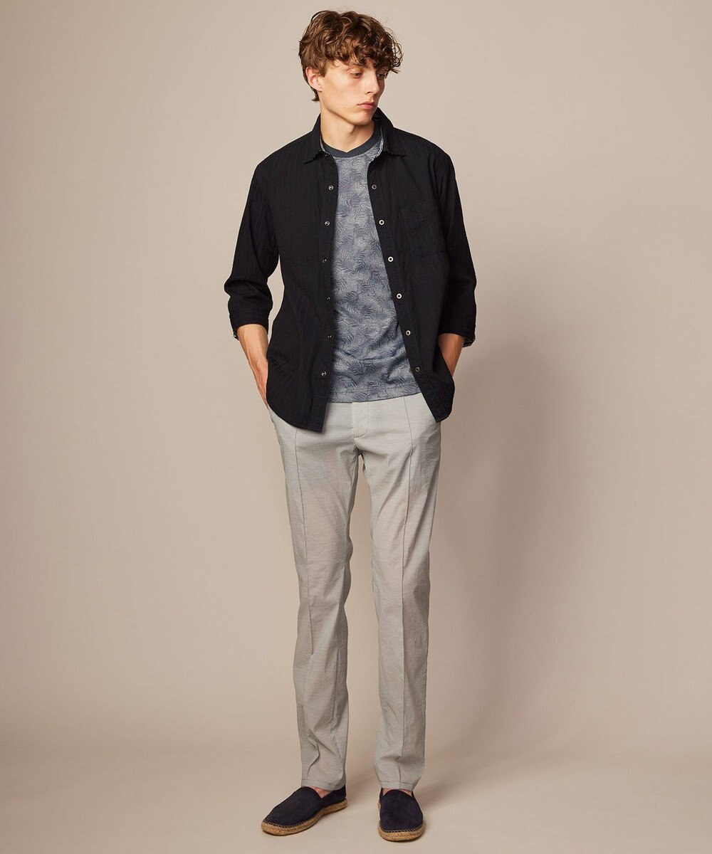 JOSEPH ABBOUD 【キングサイズ・吸水速乾】リーフ柄ジャガード クルーネック Tシャツ 