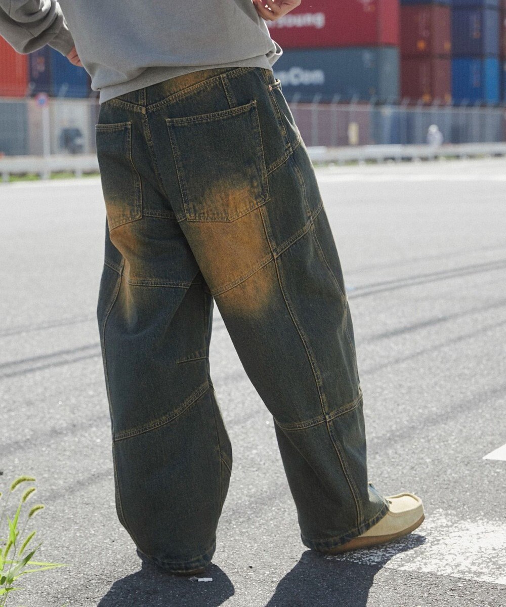 WEGO スーパービッグバレルレッグデニムパンツ 